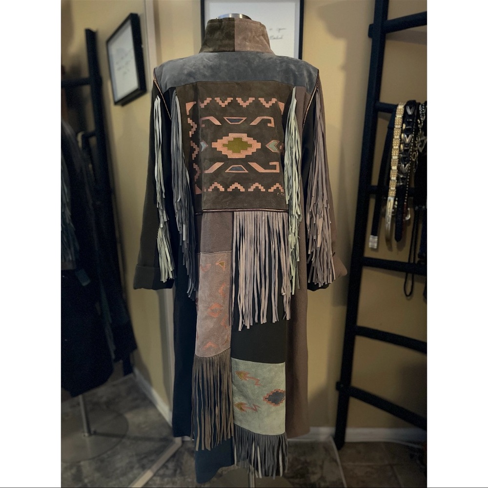 VINTAGE SFR FRINGE SOUTHWESTERN PATCHWORK COAT SMALL